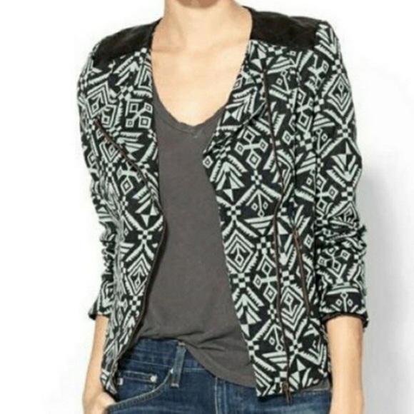 SABINE mint Aztec moto jacket sz.S anthropologie - Picture 1 of 4